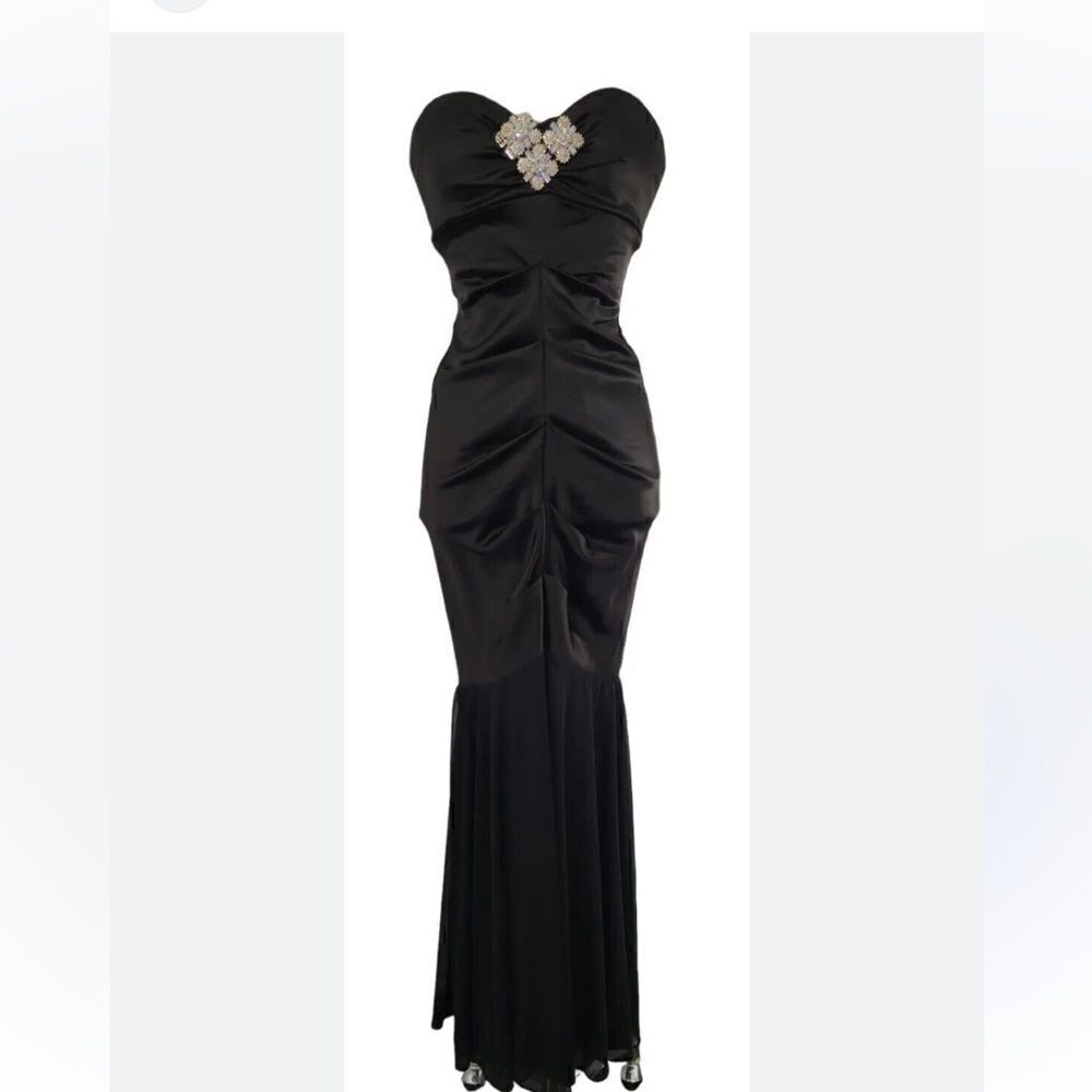Cache Mermaid Black bodycon spandex Fishtail prom formal party formal dress sz 4